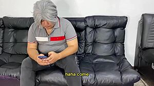 cornudo watches wife banged doggystyle by another while pretending blind