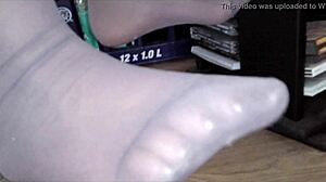 Little 18+Angel26 Shows Nylon Feet Fetish!