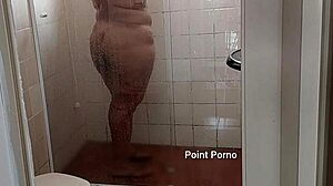 my latina brunette stepmother with big ass showers openly for spying