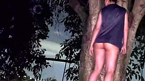 Almost caught in public with big tits brunette.