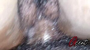 a close up view of intimate moments with hairy and creamy details