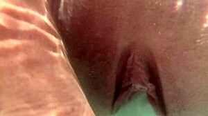feeling the underwater creampie and dildo deep in my shaved pussy