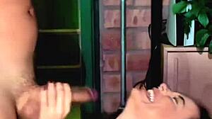 Sloppy Deepthroat By Brunette Latina With Natural Tits