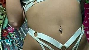 Horny Brunette Masturbates with Dildos