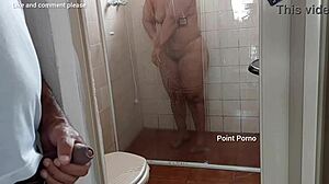 my latina brunette stepmother with big ass showers openly for spying