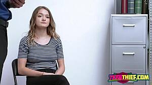 Horny Officer Teaches Shoplifter Teen Hardcore Lessons in Office