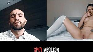 Horny stepdaughter's naughty video call with stepdad!