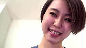 Amateur Japanese Manami Imori Tricked into Raw Blowjob for Cash