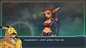 Redhead Gives Handjob to Alien Daxter