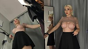 Hidden cam catches a girl with no panties in the fitting room. What a sneaky public view!