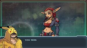 Redhead Gives Handjob to Alien Daxter