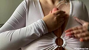 Big natural boobs get fake sperm at party with oliviabay