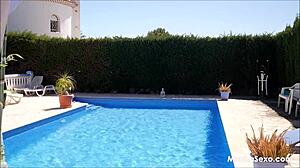 I fucked her doggystyle by the pool, so hot!