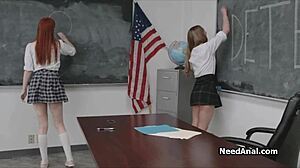 Wow! Perky Coeds Take Anal Threesome to Classroom Limits!
