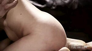 Blonde takes double penetration in group doggystyle threesome