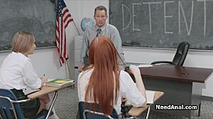 Wow! Perky Coeds Take Anal Threesome to Classroom Limits!