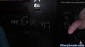 This beautiful babe sucks a monster BBC at the gloryhole, gagging in this reality fetish scene.