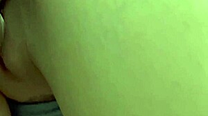 Bareback lover bends milf over for doggystyle. Big black cock unloads on her huge tits.