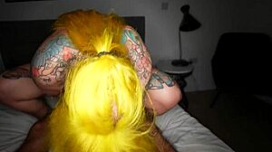 hey, watch this tatted slut take it deep in all holes