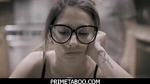 Yo, this nerdy teen just got slammed with double penetration in a wild threesome