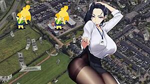 The office lady works hard