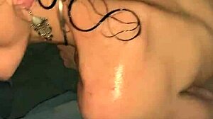 She gives a SMOKING BLOWJOB in the shower to her neighbor's skinny wife.