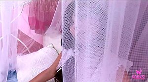 Julie feels pleasure rubbing clit