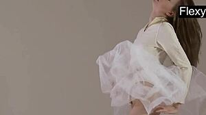 Blonde gymnast shows off wild moves in teasing workout session. Pretty cool, right?