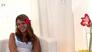 elizabeth bentley, a cute 19-year-old teen, gives a pov blowjob to a huge cock and swallows a big load