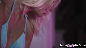 Kenna James and Scarlett Alexis indulge in wet sex massage and foot play with their sexy brunette client