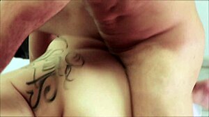 Brunette teen 18+ shows tattooed pussy lips