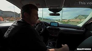 curvy honey with big ass deepthroats and gags before riding cock in reality kings scene