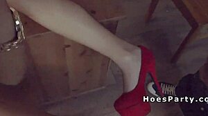 redhead and blonde amateurs in classroom foursome with monster cocks.