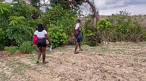 Chubby Girlfriend's Huge Ass Worshiped During Wild Forest Adventure with Friends