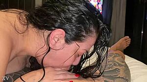 she gives a vegas blowjob to her latina man