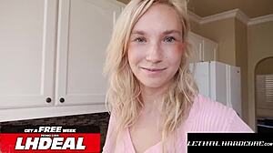 Super hot blonde fucks her boss at home