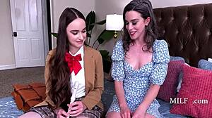 Feeling the intense passion as hazel moore and nicole emma vaunt explore lesbian desires with strapon and licking