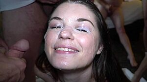 Anastasia Teases Her First Gangbang Bukkake