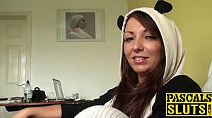 Submissive UK brunette Crystal gets hard fucked by old man Pascal