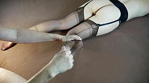 i moan as horny milf massages my soles in nylon stockings and tickles me