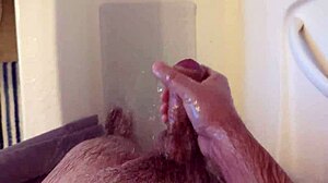 She masturbates in the shower at home