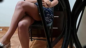 my hermanastra in white panties, legs spread wide under that skirt