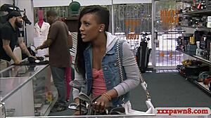 Ebony babe sucks monster cock and gets pounded! 😍