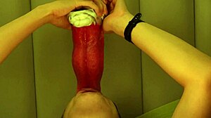 giant wolf uses rough tongue to invade male college student's mouth hole