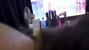 Kandy kane gives a handjob to a babe