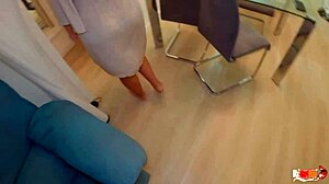 stepmom begged for massage but got rough sex and creampie from stepson!