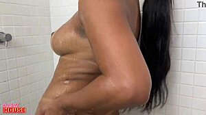 cuckold shares nympho girlfriend with two guys in bath, including blowjob and cowgirl action