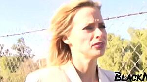 mature blonde craves african stud for rough anal and tit cumshot