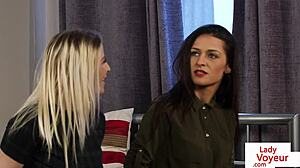 British femdom voyeurs sissify a peeping tom in lingerie and tattoos