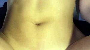 Cumming on her belly while she spreads her ass in sensual cowgirl ride